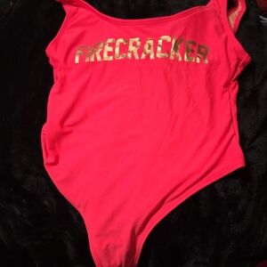 Xhilaration Firecracker One Piece in Pink and Gold